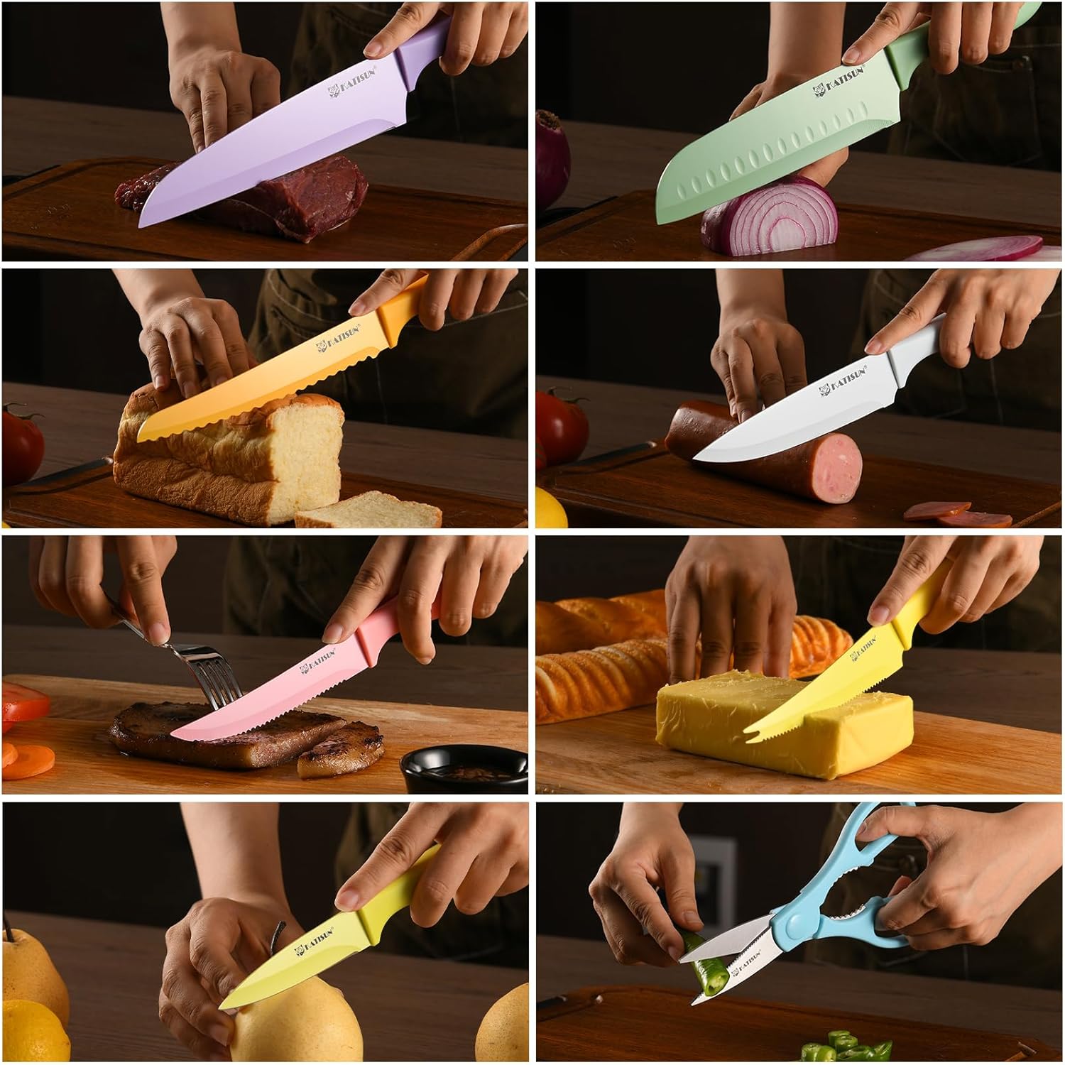30pcs Colorful Knife Set & Kitchen Cutting Board