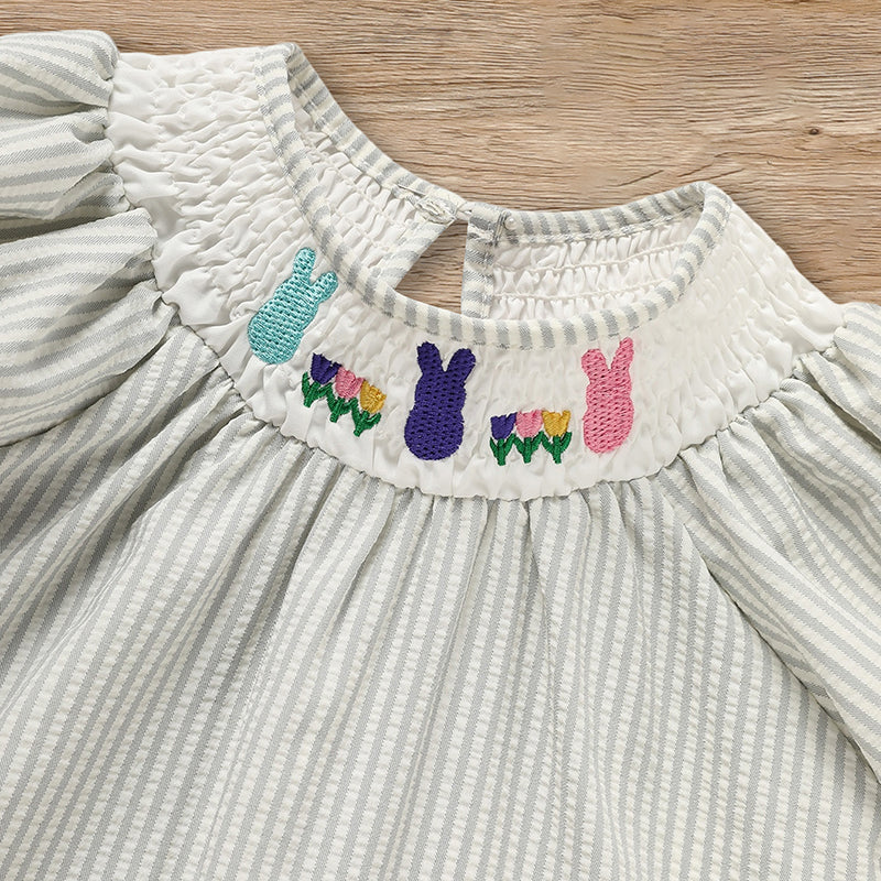 Infant Baby Girls Easter Bunny Smocked Dress
