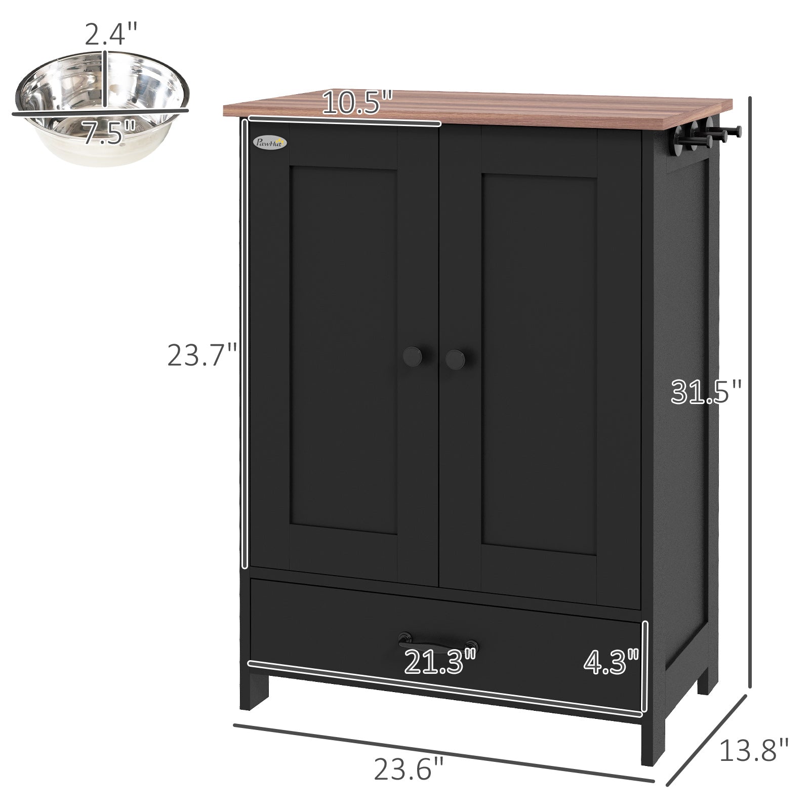 Pet Feeding Station with Storage Cabinet