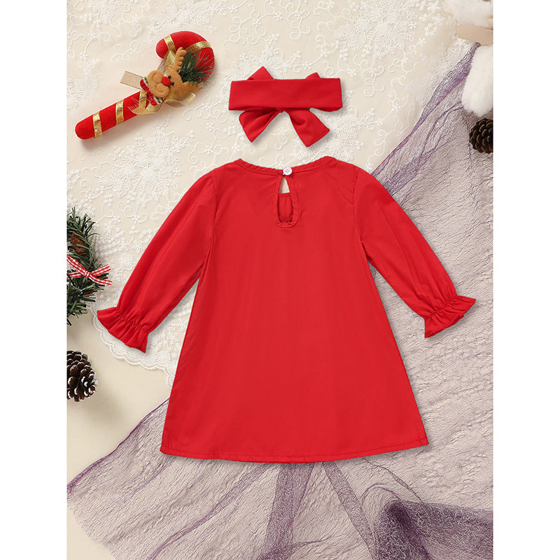 Toddler Girls Christmas Dress with Wreath