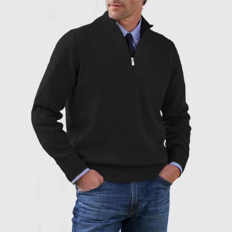 Men's Stand Collar Zipper Sweater Winter