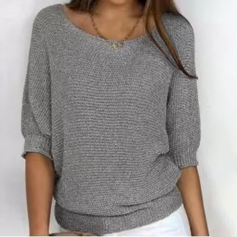 Women’s Three-Quarter Sleeve Knitted Pullover