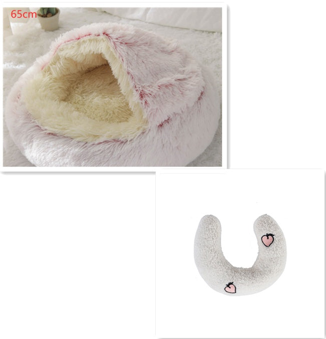 2-in-1 Plush Pet Bed for Dogs & Cats