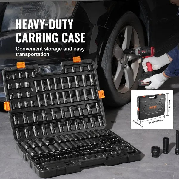 130PCS Impact Socket Set 6-Point Drive Bit Kit
