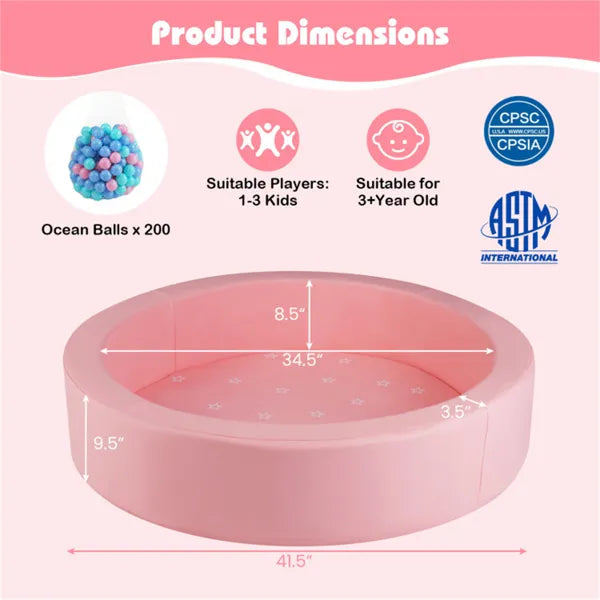 42" Kids Round Foam Ball Pit – Soft Play Area