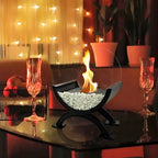 Round Glass Large Tabletop Fireplace – 12.5" H