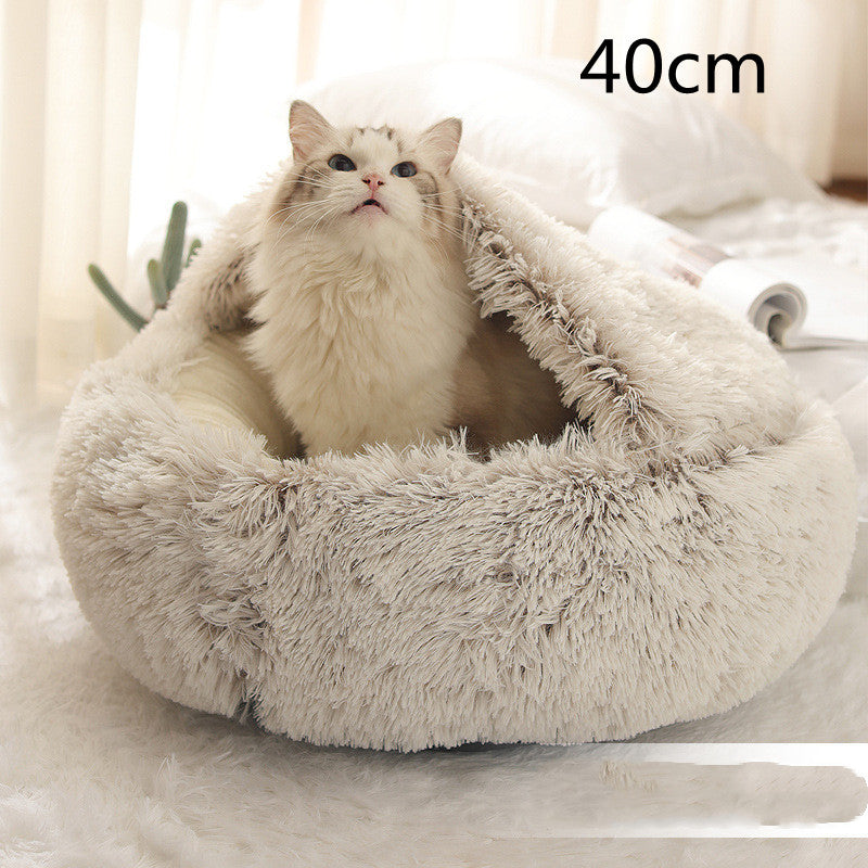 2-in-1 Plush Pet Bed for Dogs & Cats