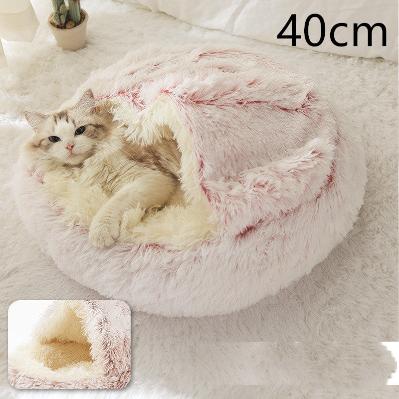 2-in-1 Plush Pet Bed for Dogs & Cats