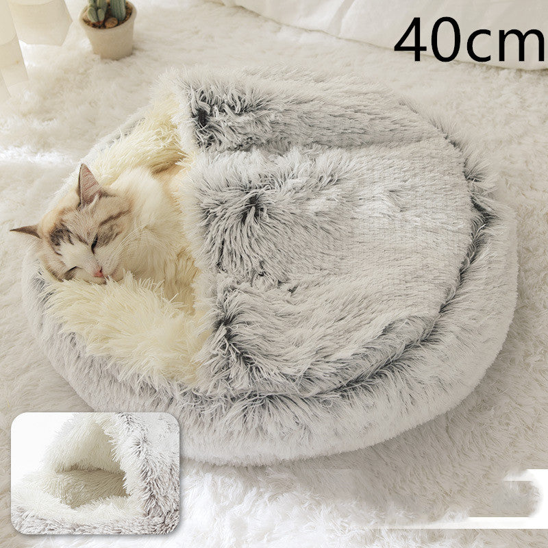 2-in-1 Plush Pet Bed for Dogs & Cats