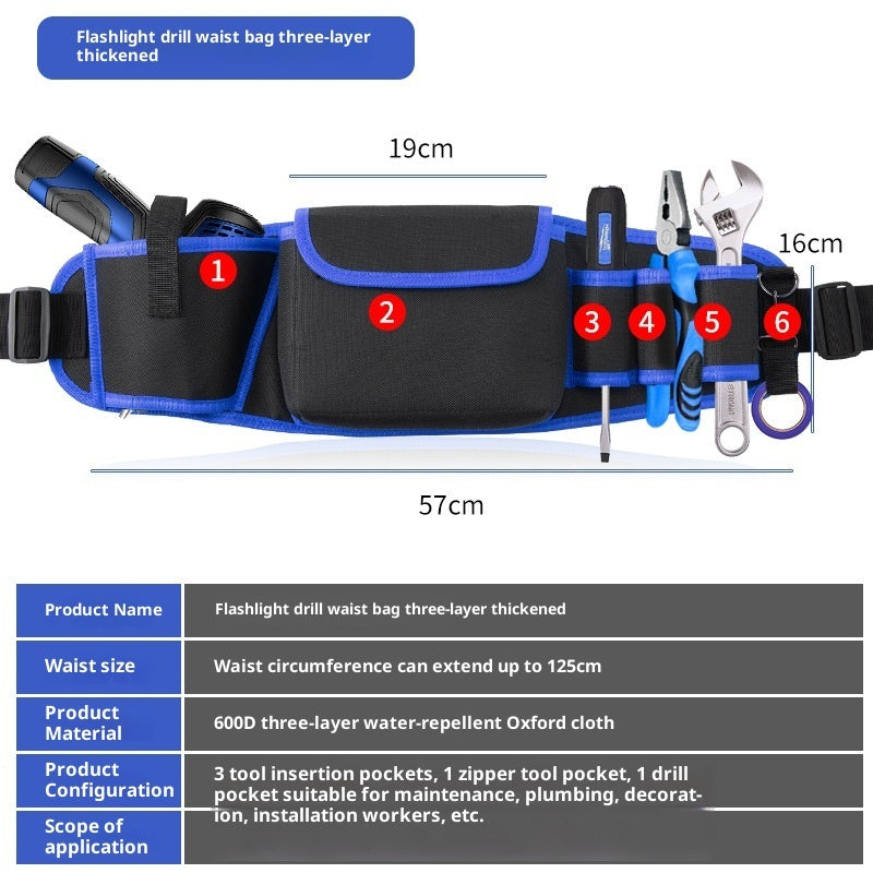 Multifunctional Oxford Cloth Wide Belt Repair High-altitude Work Long Waist Bag