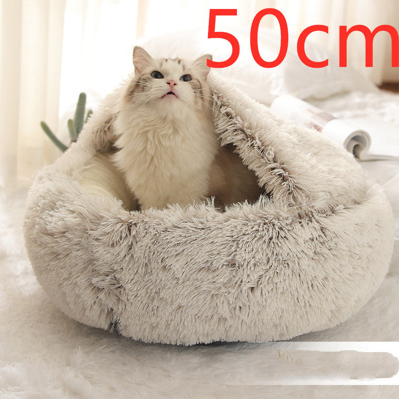 2-in-1 Plush Pet Bed for Dogs & Cats