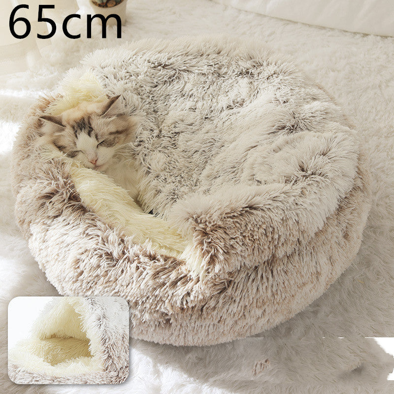 2-in-1 Plush Pet Bed for Dogs & Cats