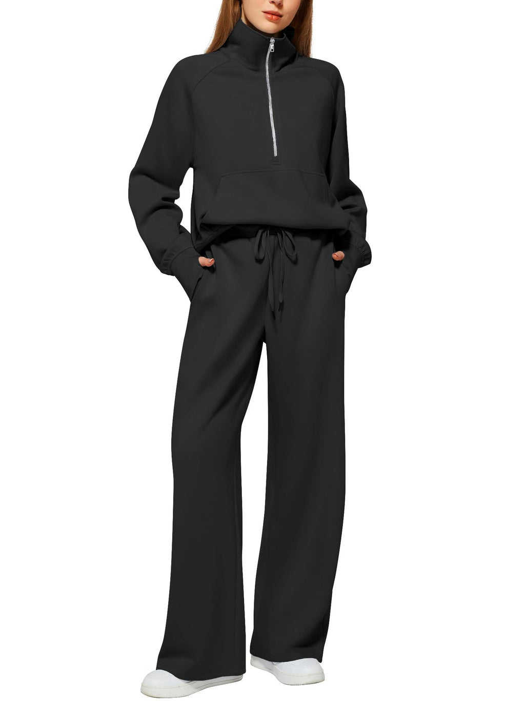Women’s Half-Zip Sweatshirt & Wide-Leg Pants Set