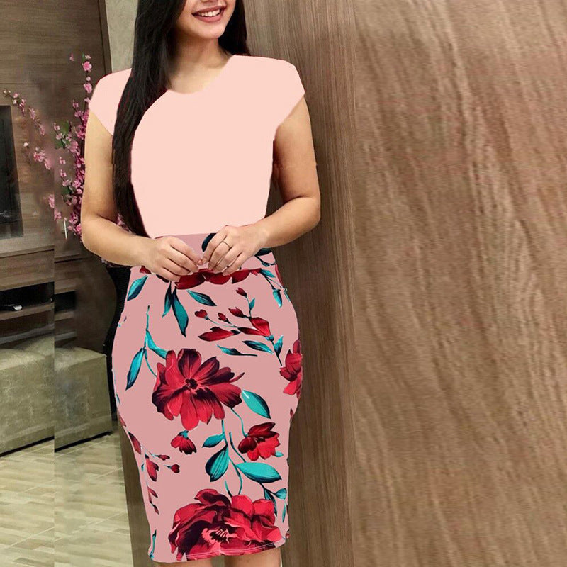 Printed Office Midi Pencil Dress for Women