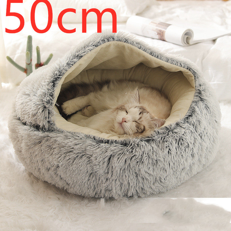 2-in-1 Plush Pet Bed for Dogs & Cats