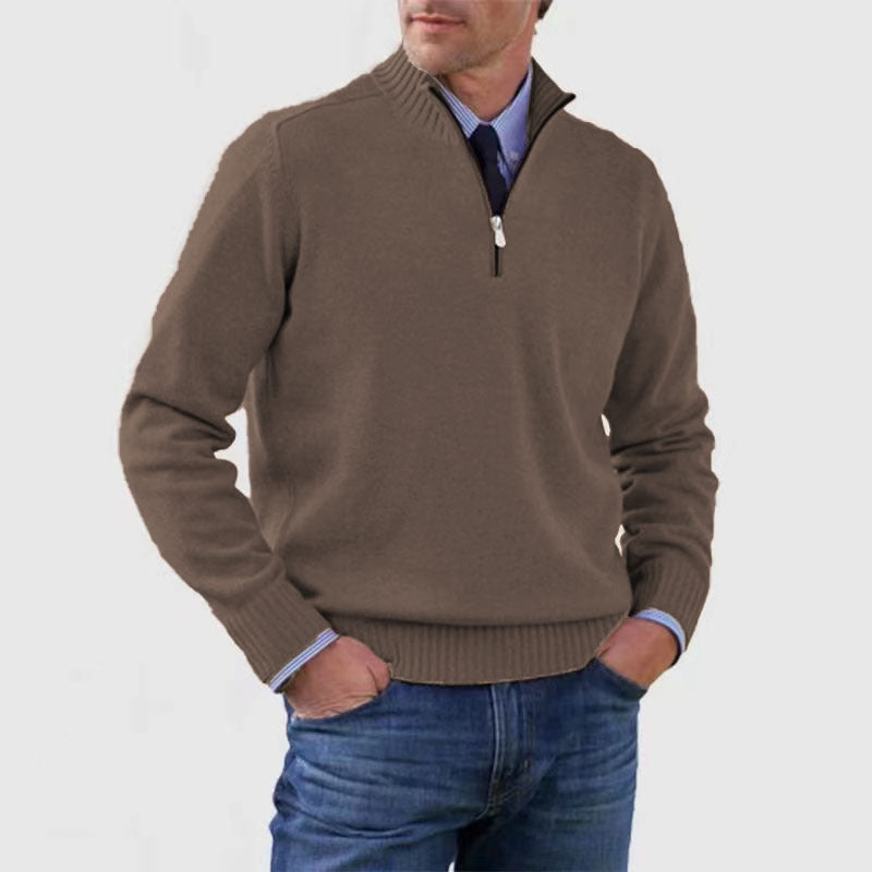 Men's Stand Collar Zipper Sweater Winter