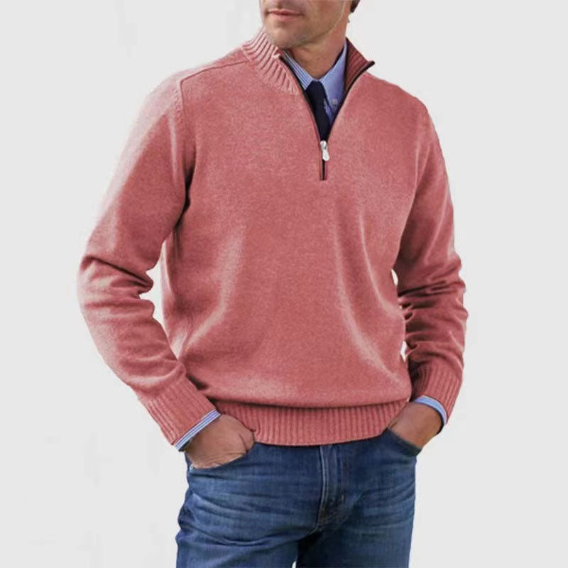 Men's Stand Collar Zipper Sweater Winter