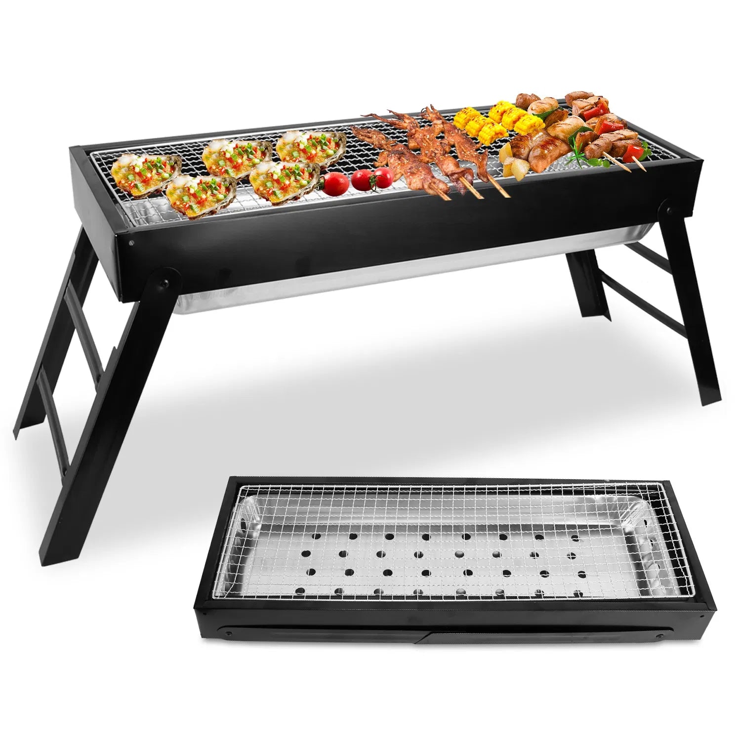 Foldable Charcoal BBQ Grill for Outdoor Use