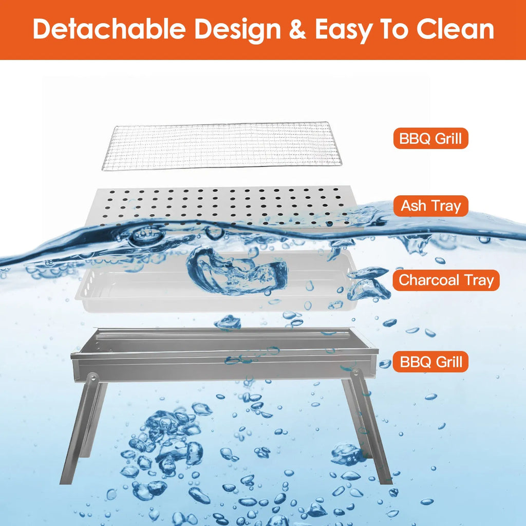 Foldable Charcoal BBQ Grill for Outdoor Use