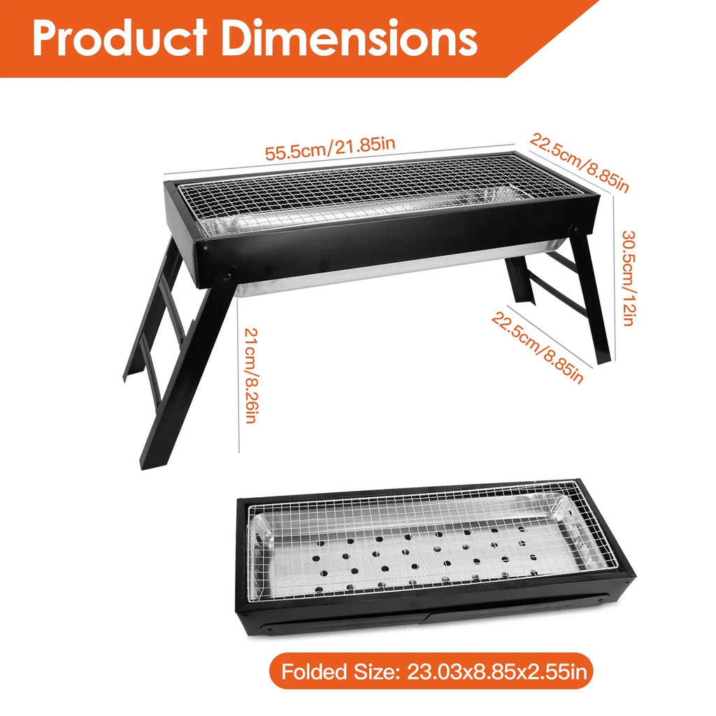Foldable Charcoal BBQ Grill for Outdoor Use
