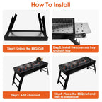 Foldable Charcoal BBQ Grill for Outdoor Use