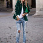 Velvet Lapel Casual Suit Jacket for Women