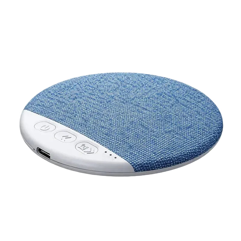 Blue textured wireless charging pad on a white background