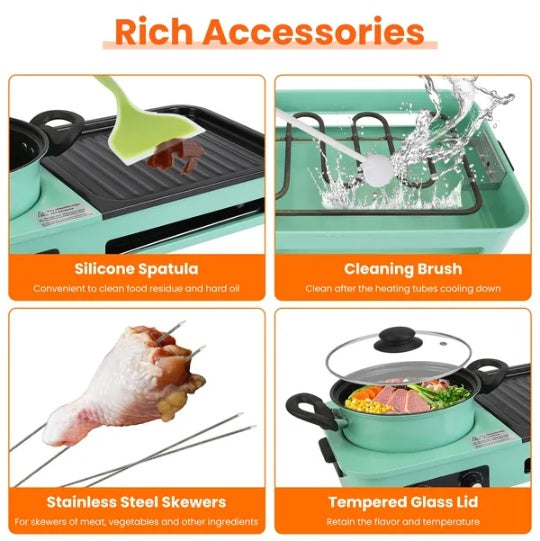 Electric Grill & Hot Pot Combo – Smokeless BBQ