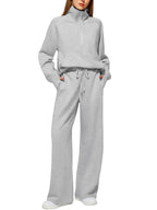Women’s Half-Zip Sweatshirt & Wide-Leg Pants Set