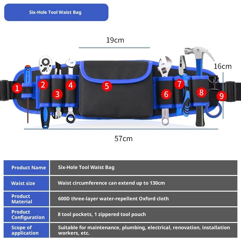 Multifunctional Oxford Cloth Wide Belt Repair High-altitude Work Long Waist Bag