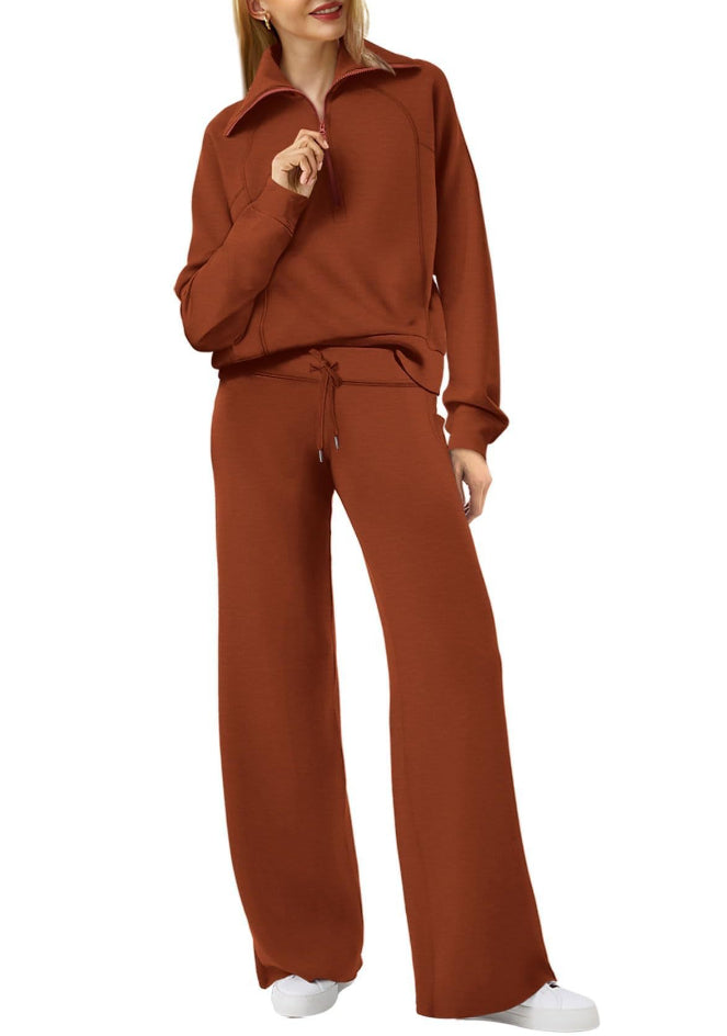 Women’s Half-Zip Sweatshirt & Wide-Leg Pants Set