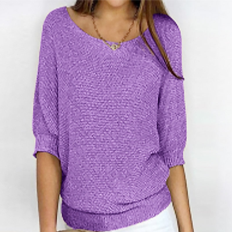 Women’s Three-Quarter Sleeve Knitted Pullover
