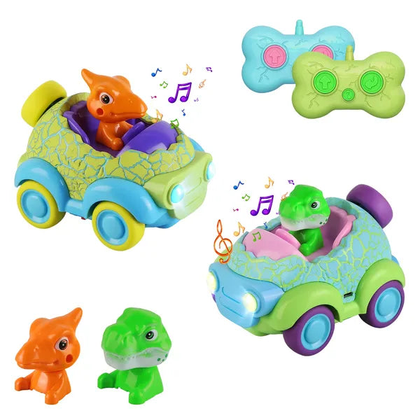 2-Pack Dinosaur Remote Control Cars for Toddlers
