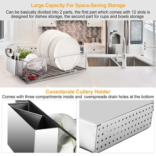 Stainless Steel Dish Drying Rack & Cutlery Holder