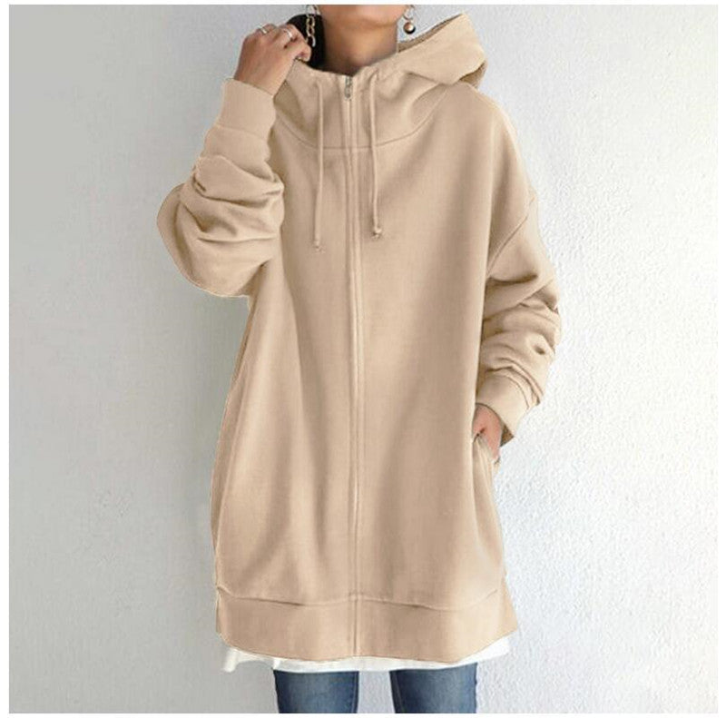 Oversized Women’s Hooded Long Sweatshirt Coat