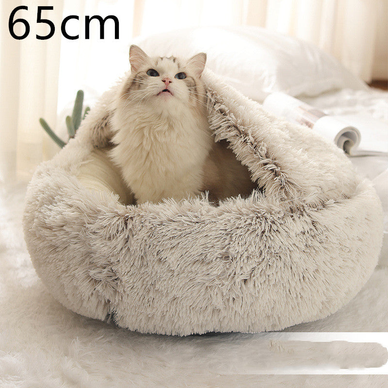 2-in-1 Plush Pet Bed for Dogs & Cats