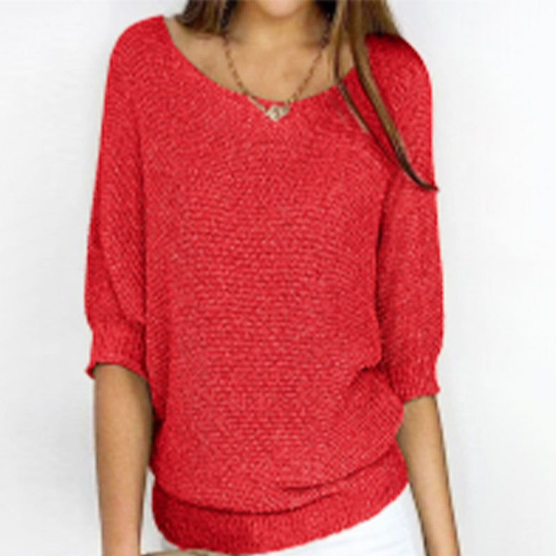 Women’s Three-Quarter Sleeve Knitted Pullover