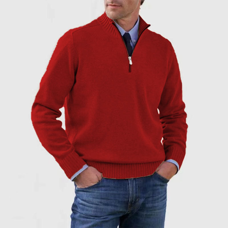 Men's Stand Collar Zipper Sweater Winter