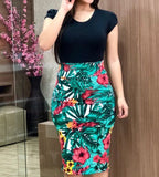 Printed Office Midi Pencil Dress for Women