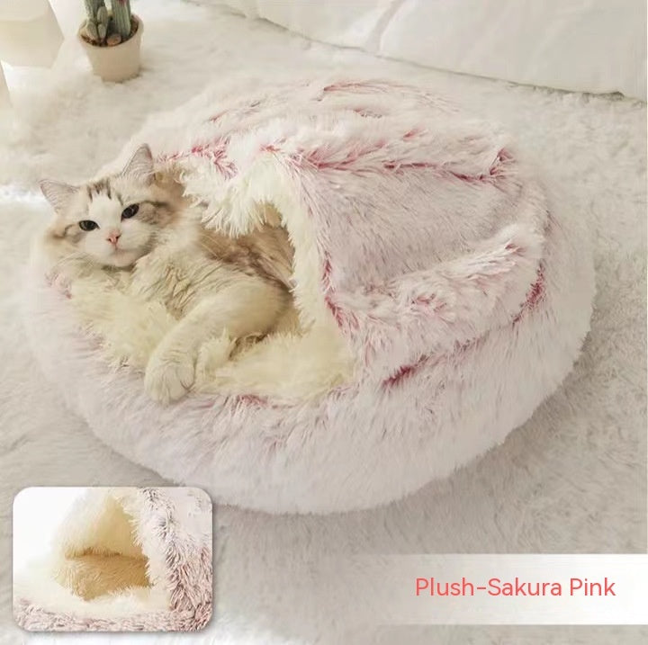 2-in-1 Plush Pet Bed for Dogs & Cats