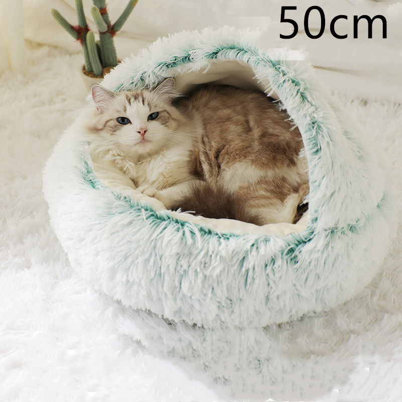 2-in-1 Plush Pet Bed for Dogs & Cats