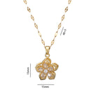 Rhinestone Flower Rotatable Necklace