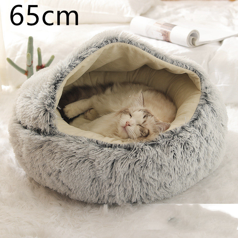 2-in-1 Plush Pet Bed for Dogs & Cats