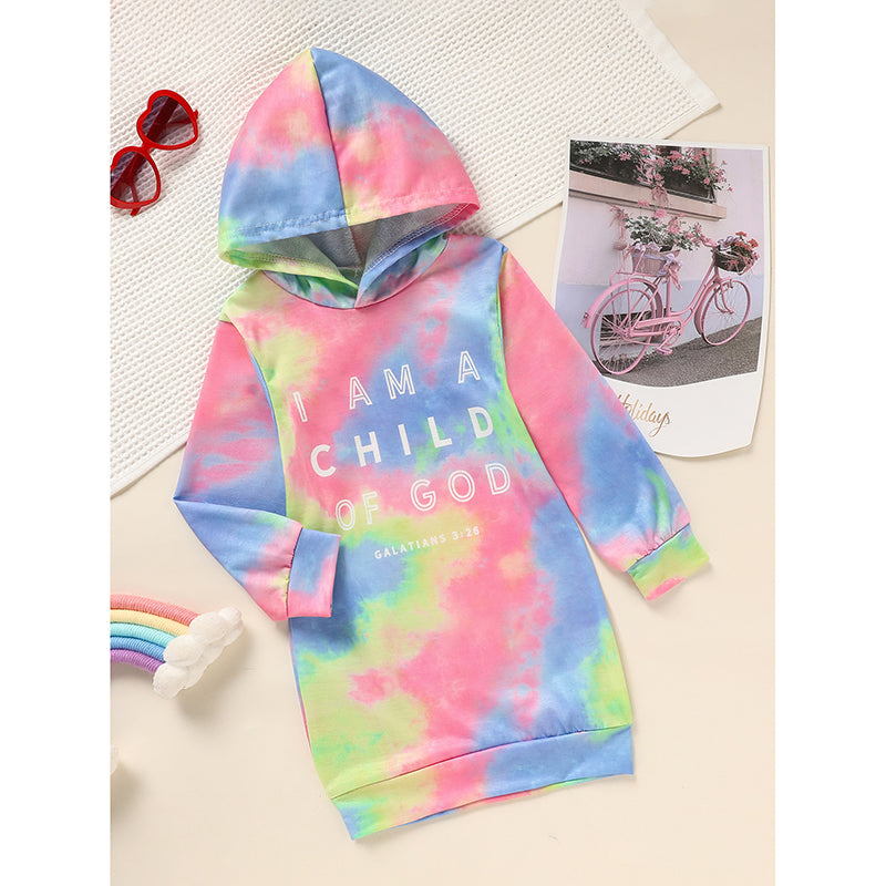 Toddler Girls Tie-Dye Hooded Dress