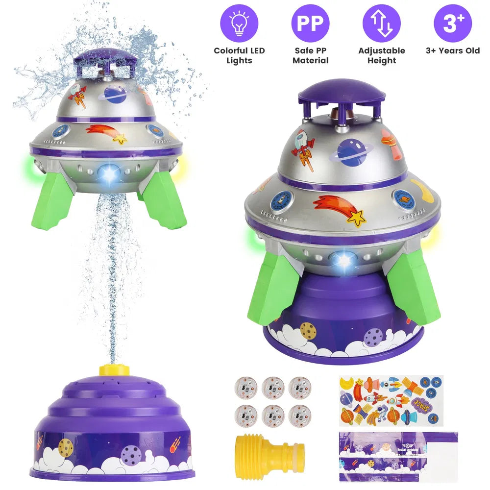 UFO Water Sprinkler Outdoor Rocket Toy LED
