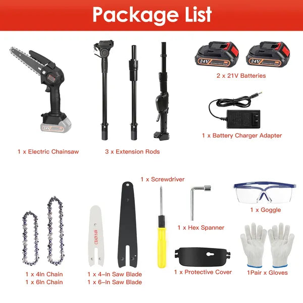 2-in-1 Cordless Pole Saw & Mini Chainsaw