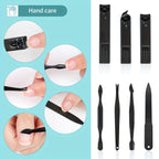 10-Piece Black Nail Clipper Set With Travel Case
