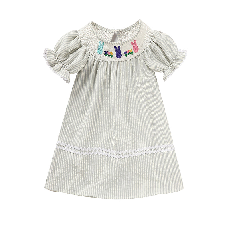 Infant Baby Girls Easter Bunny Smocked Dress