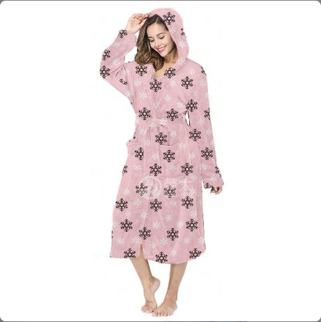 Plush Oversize Winter Flannel Bathrobe for Women