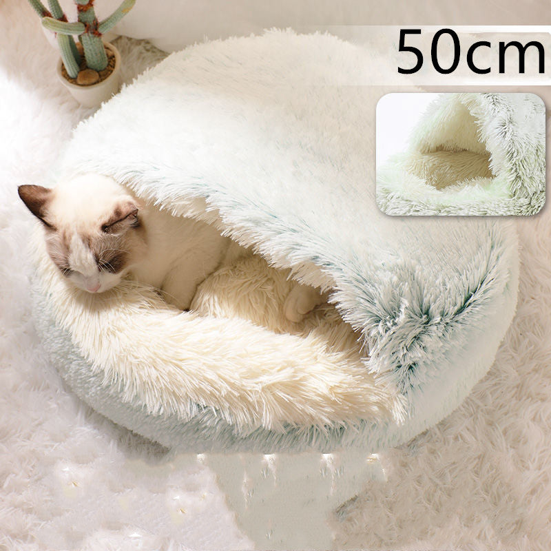 2-in-1 Plush Pet Bed for Dogs & Cats
